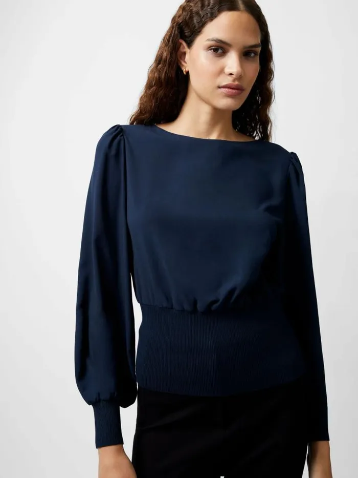 French Connection Krista Knit Slash Neck Jumper Marine Women Jumpers and Cardigans
