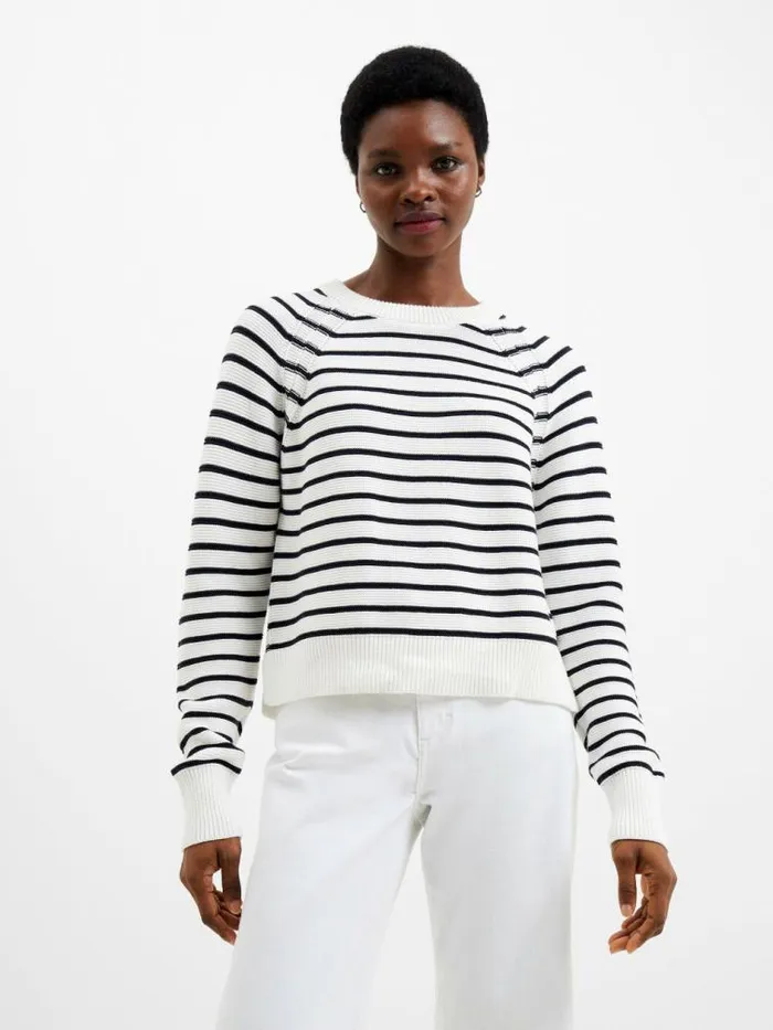 French Connection Lillie Mozart Stripe Jumper Summer Whiteutility Blue Women Jumpers and Cardigans French Connection Lillie Mozart Stripe Jumper Summer Whiteutility Blue Women Jumpers and Cardigans