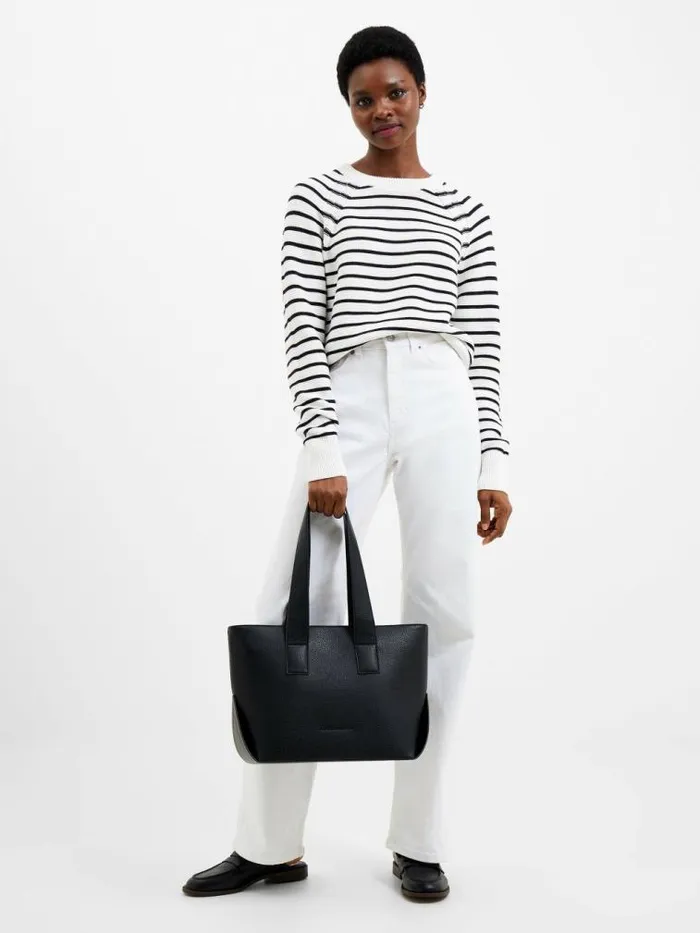French Connection Lillie Mozart Stripe Jumper Summer Whiteutility Blue Women Jumpers and Cardigans