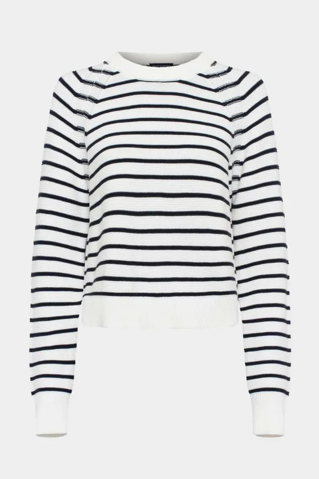 French Connection Lillie Mozart Stripe Jumper Summer Whiteutility Blue Women Jumpers and Cardigans