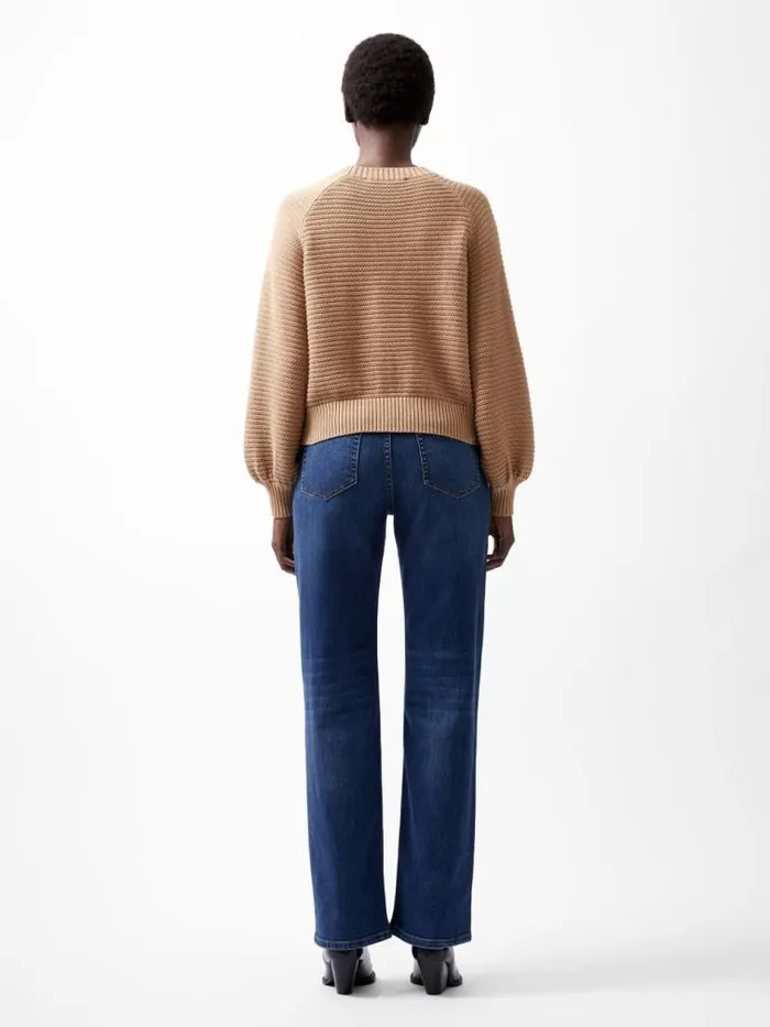 French Connection Lily Mozart Bishop Sleeve Jumper Camel Mel Light Women Jumpers and Cardigans