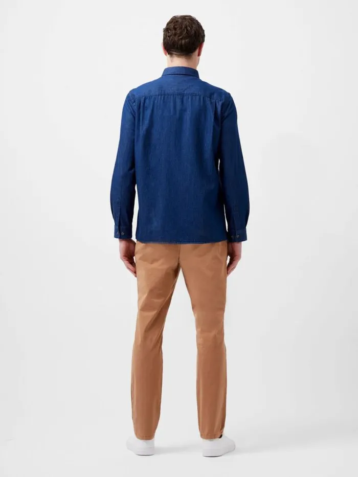 French Connection Long Sleeve Denim Shirt Mid Wash Men Shirts