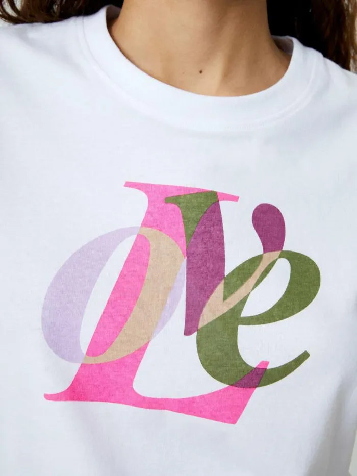 French Connection Love Graphic Print TShirt White Women Tops