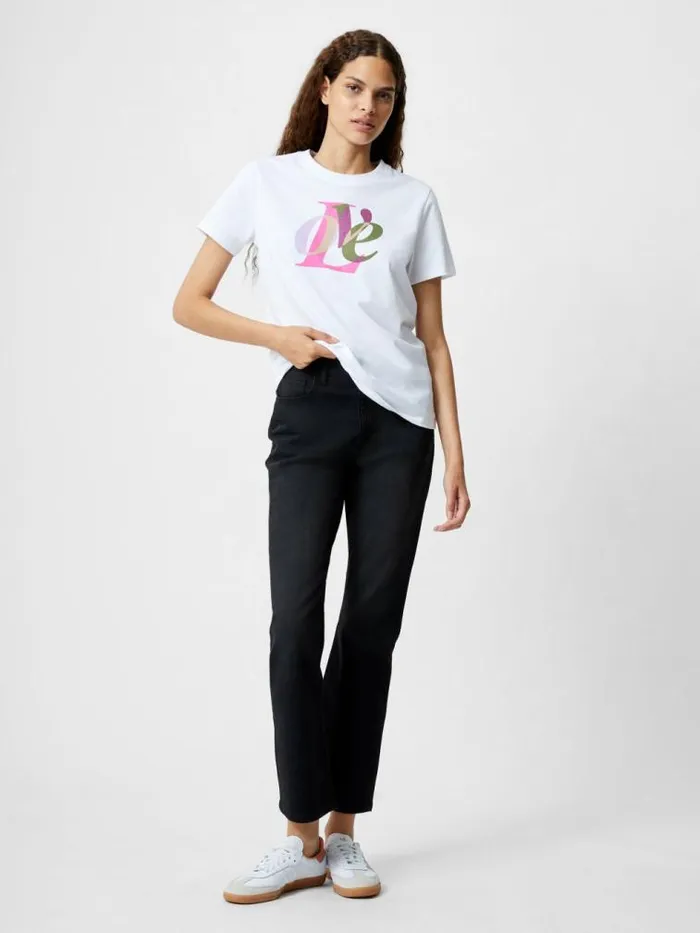 French Connection Love Graphic Print TShirt White Women Tops