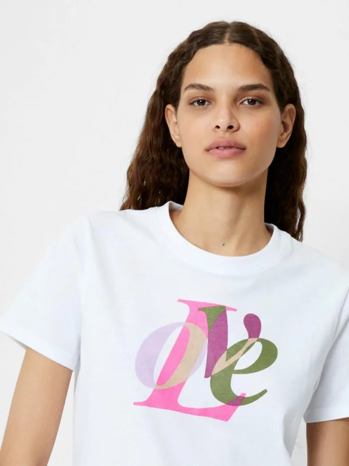 French Connection Love Graphic Print TShirt White Women Tops