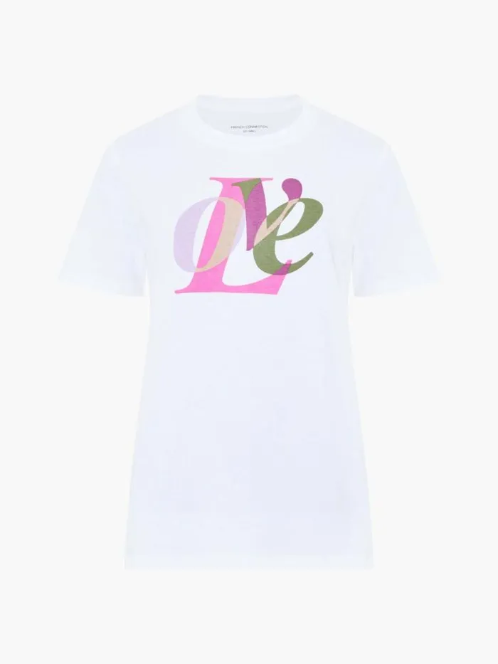 French Connection Love Graphic Print TShirt White Women Tops
