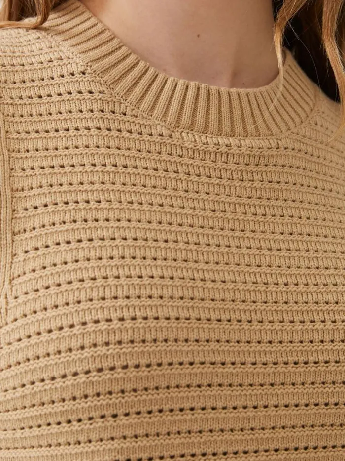 French Connection Lumi Mozart Crochet Vest Biscotti Women Tops