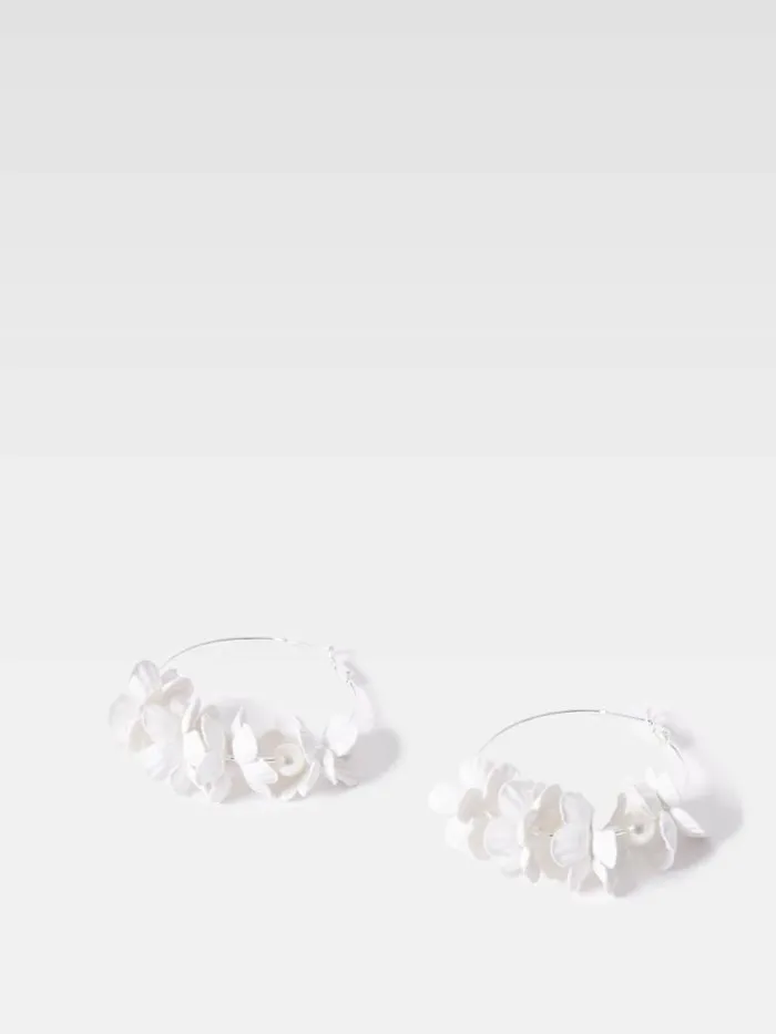 French Connection Metal Floral Earrings Silverwhite Women Jewellery