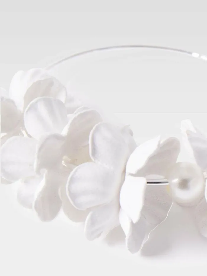 French Connection Metal Floral Earrings Silverwhite Women Jewellery