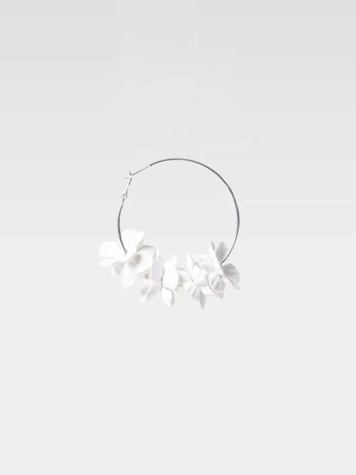 French Connection Metal Floral Earrings Silverwhite Women Jewellery