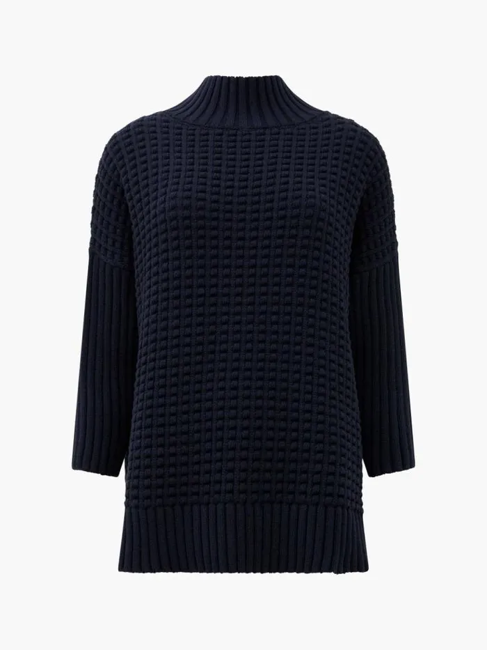 French Connection Mozart Popcorn High Neck Jumper Nocturnal Women Jumpers and Cardigans