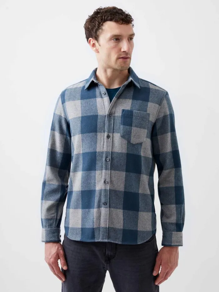 French Connection Neve Check Shirt Blue Check Men Shirts