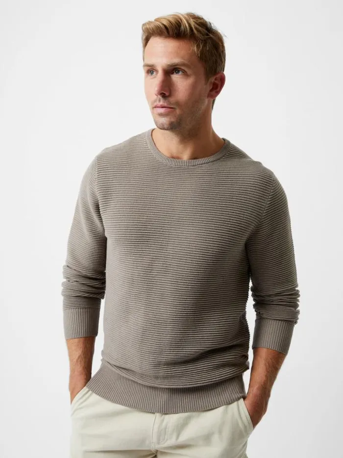 French Connection Ottoman Jumper Taupe Men Knitwear