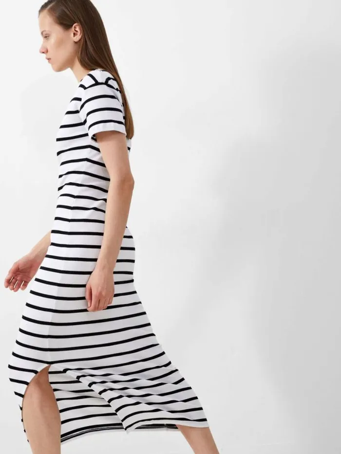 French Connection Rassia Stripe Midi Dress Blackwhite Women Dresses
