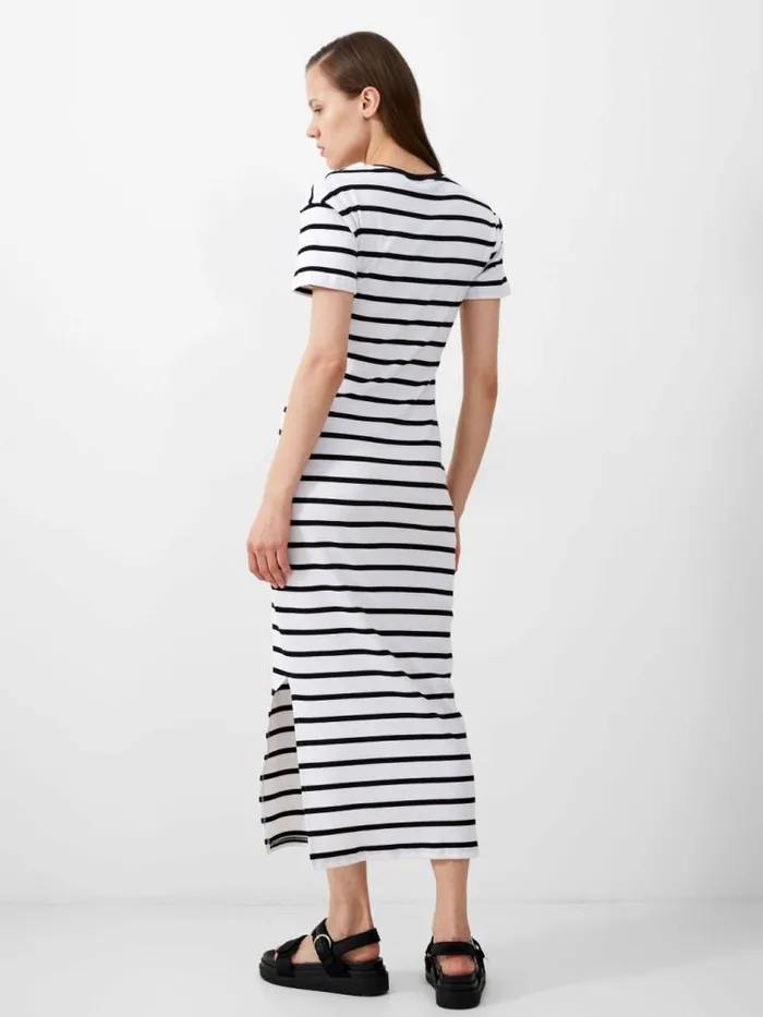 French Connection Rassia Stripe Midi Dress Blackwhite Women Dresses