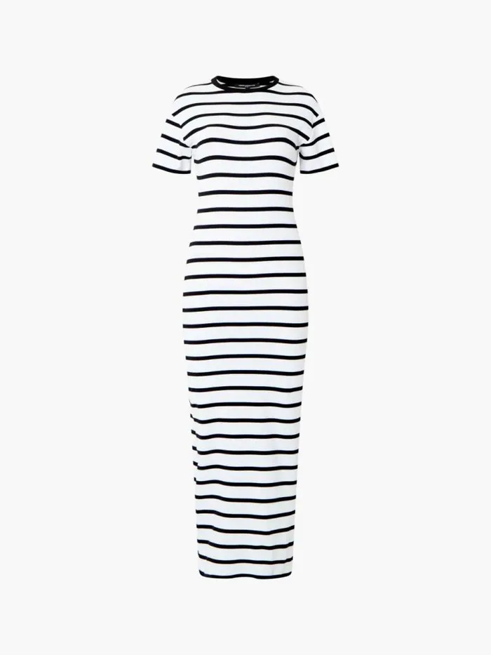 French Connection Rassia Stripe Midi Dress Blackwhite Women Dresses