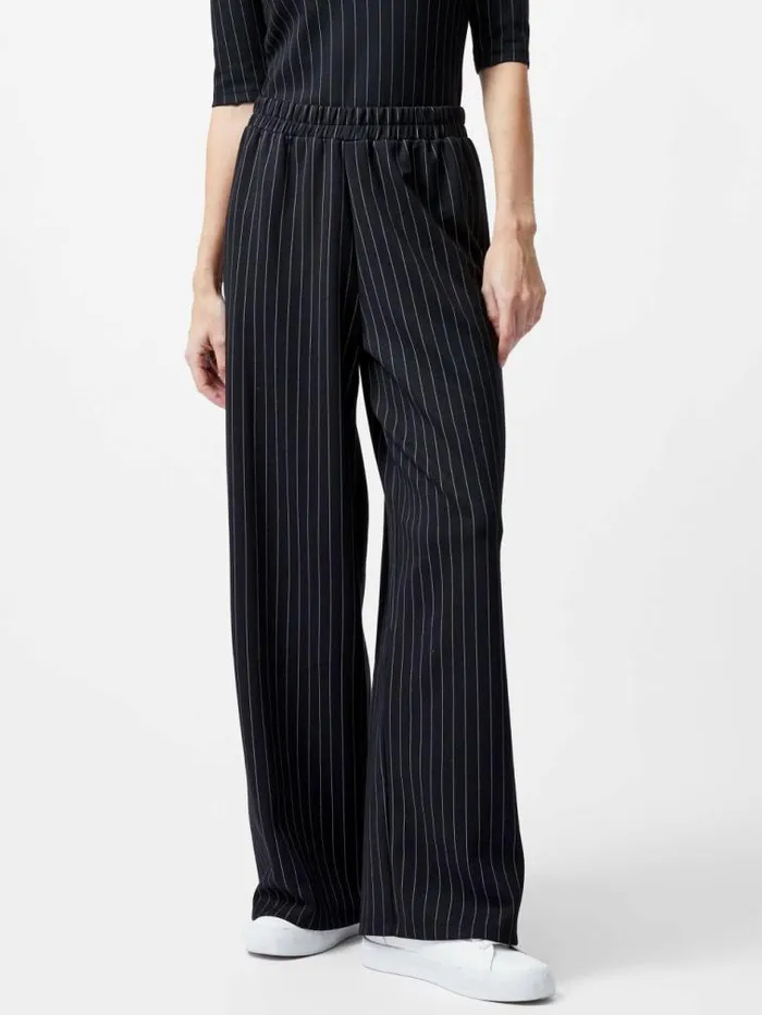 French Connection Regina Jersey Pinstripe Wide Leg Trousers Blackwhite Women Trousers