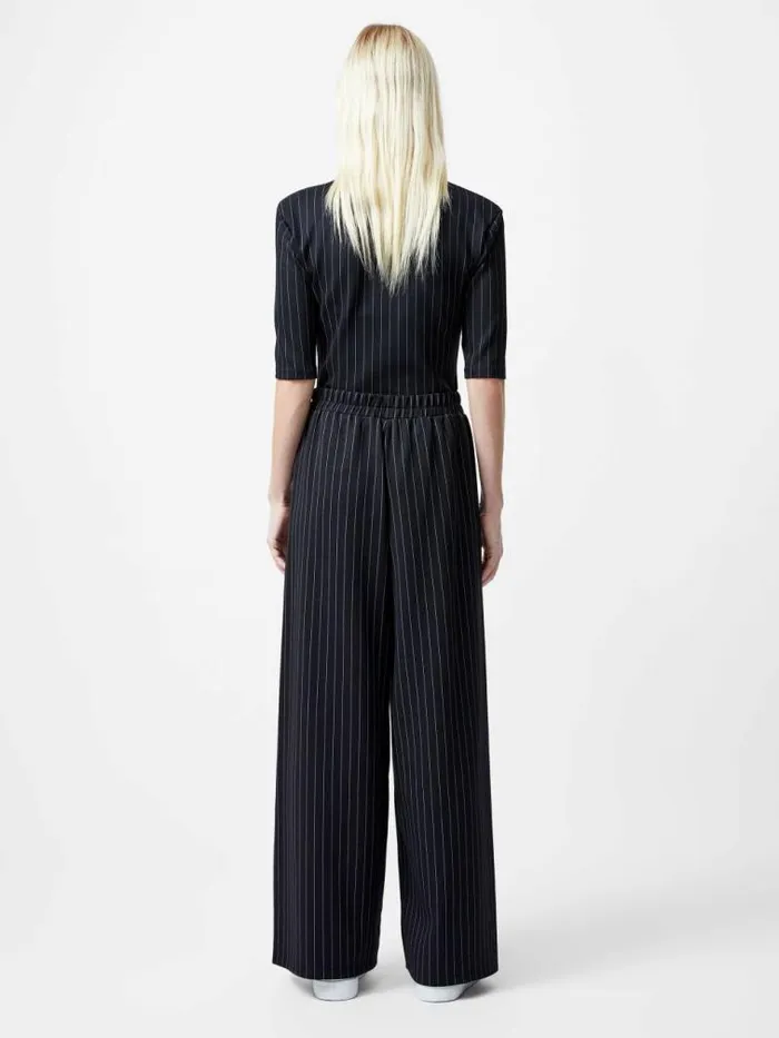 French Connection Regina Jersey Pinstripe Wide Leg Trousers Blackwhite Women Trousers