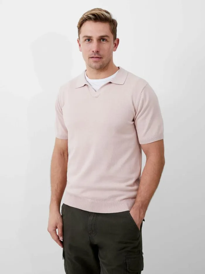 French Connection Resort Short Sleeve Polo Shirt Silver Pink Men TShirts and Polo Shirts French Connection Resort Short Sleeve Polo Shirt Silver Pink Men TShirts and Polo Shirts