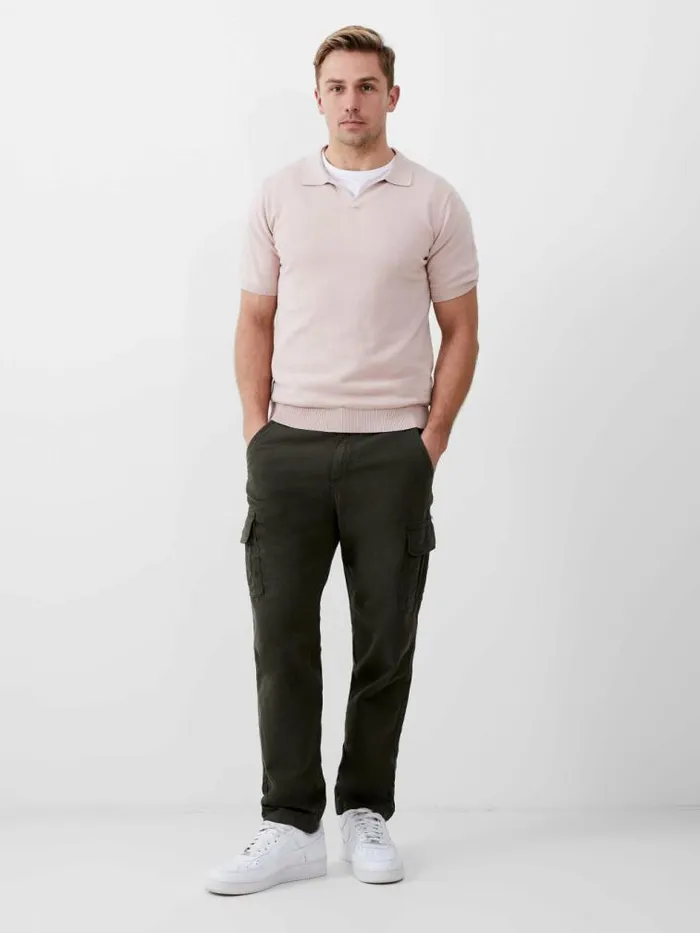 French Connection Resort Short Sleeve Polo Shirt Silver Pink Men TShirts and Polo Shirts