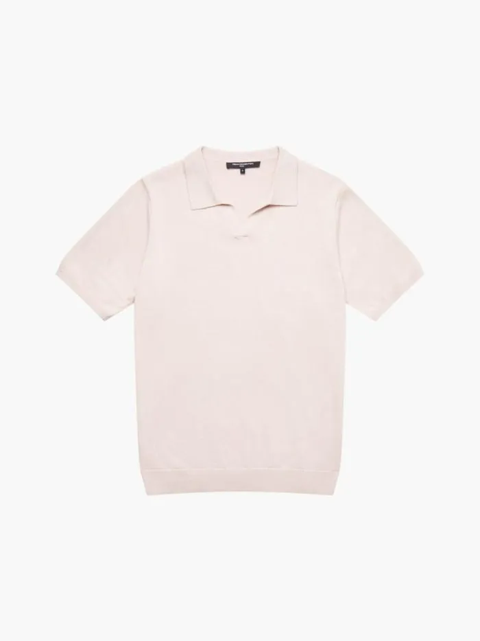French Connection Resort Short Sleeve Polo Shirt Silver Pink Men TShirts and Polo Shirts