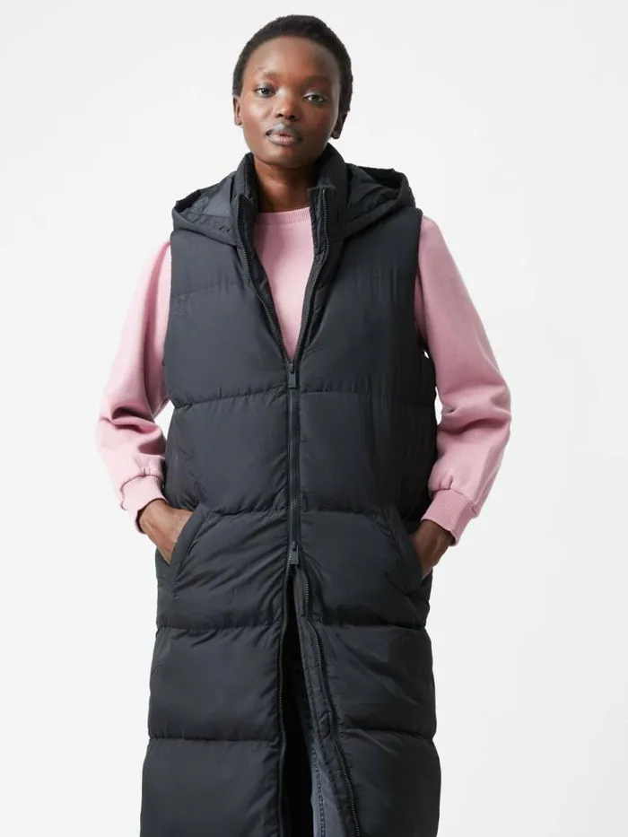 French Connection Row Long Gilet Black Women Coats and Jackets