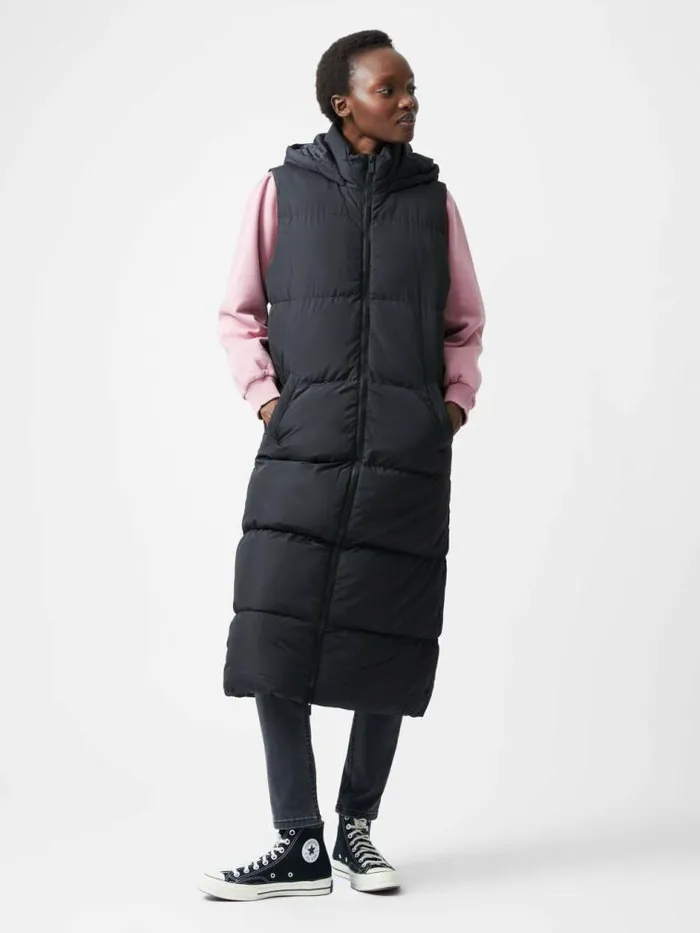 French Connection Row Long Gilet Black Women Coats and Jackets