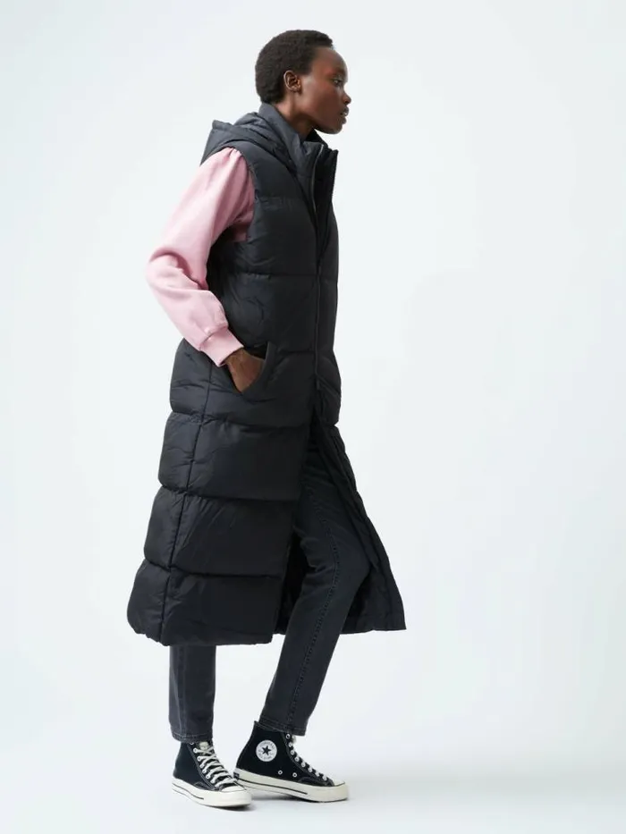French Connection Row Long Gilet Black Women Coats and Jackets