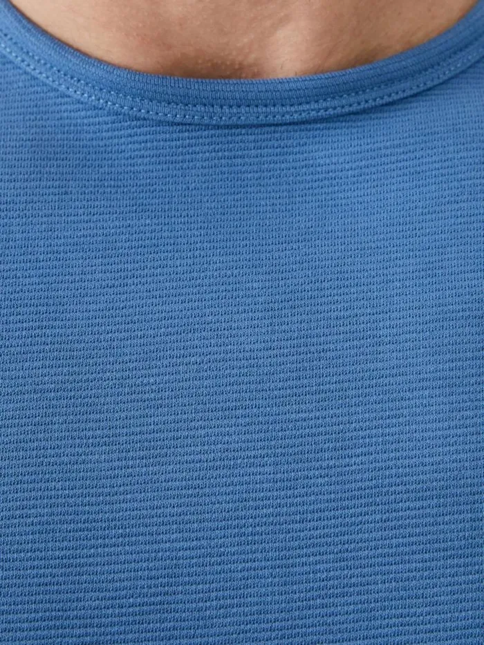French Connection Short Sleeve Ottoman Texture TShirt Steel Blue Men TShirts and Polo Shirts