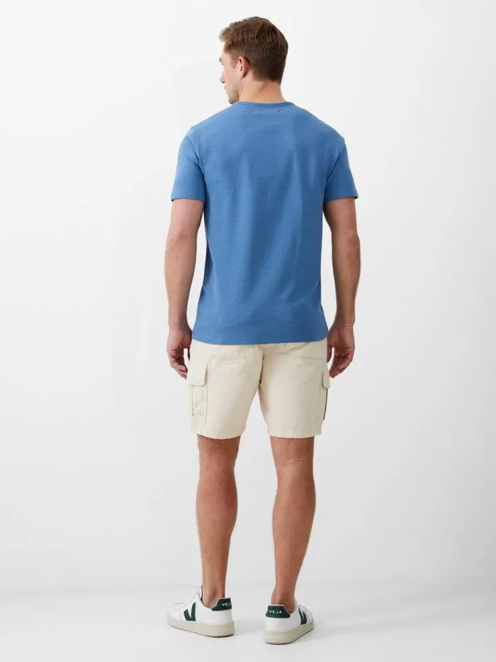French Connection Short Sleeve Ottoman Texture TShirt Steel Blue Men TShirts and Polo Shirts