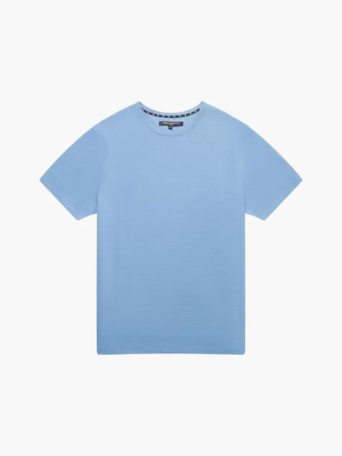 French Connection Short Sleeve Ottoman Texture TShirt Steel Blue Men TShirts and Polo Shirts