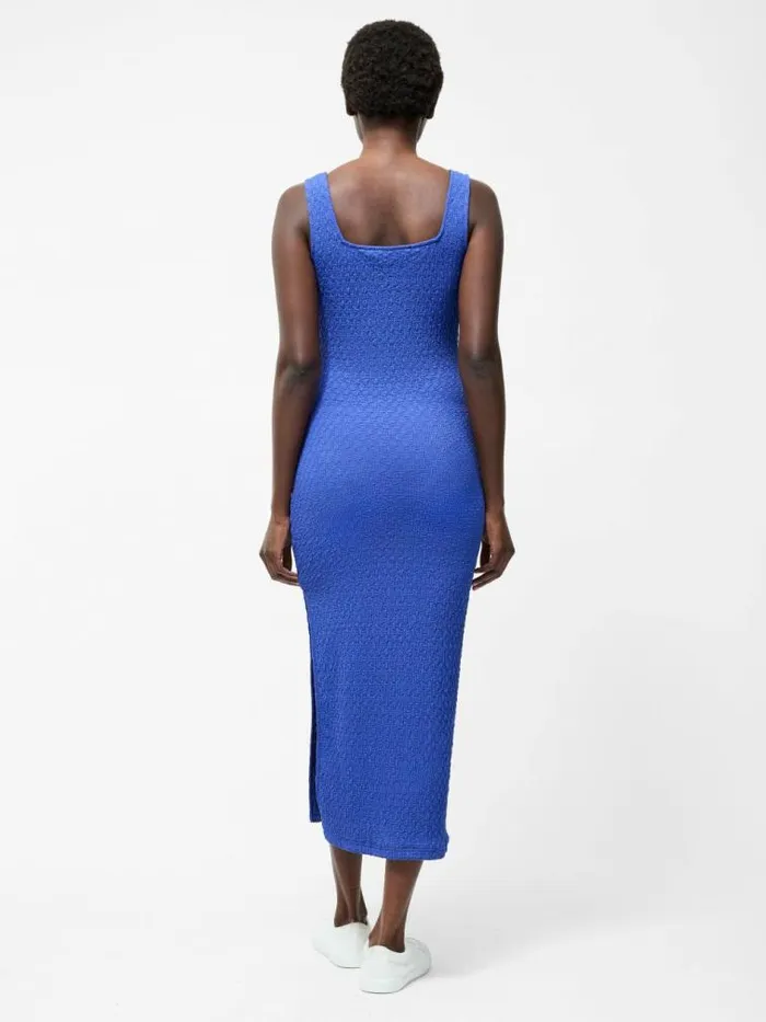 French Connection Textured Square Neck Maxi Dress Royal Blue Women Dresses