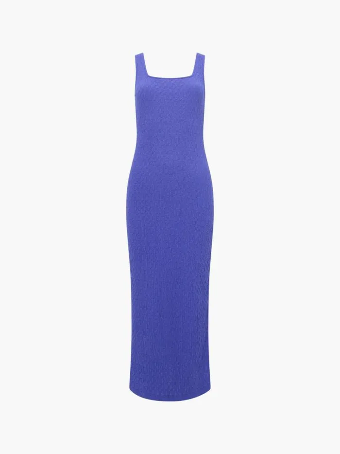 French Connection Textured Square Neck Maxi Dress Royal Blue Women Dresses