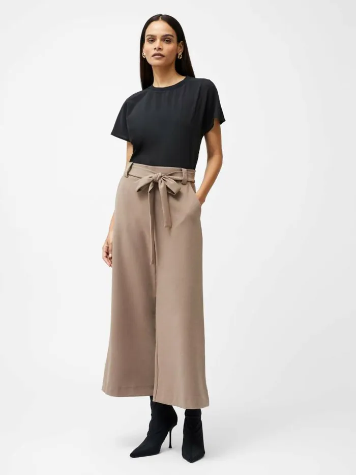 French Connection Whisper Belted Culottes Mocha Mousse Women Trousers