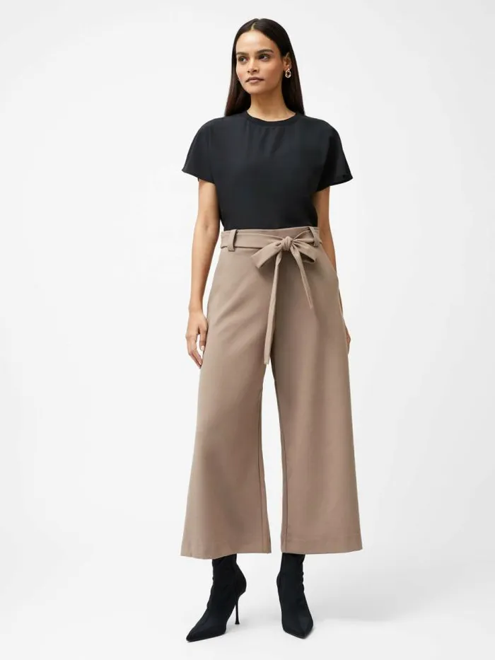 French Connection Whisper Belted Culottes Mocha Mousse Women Trousers