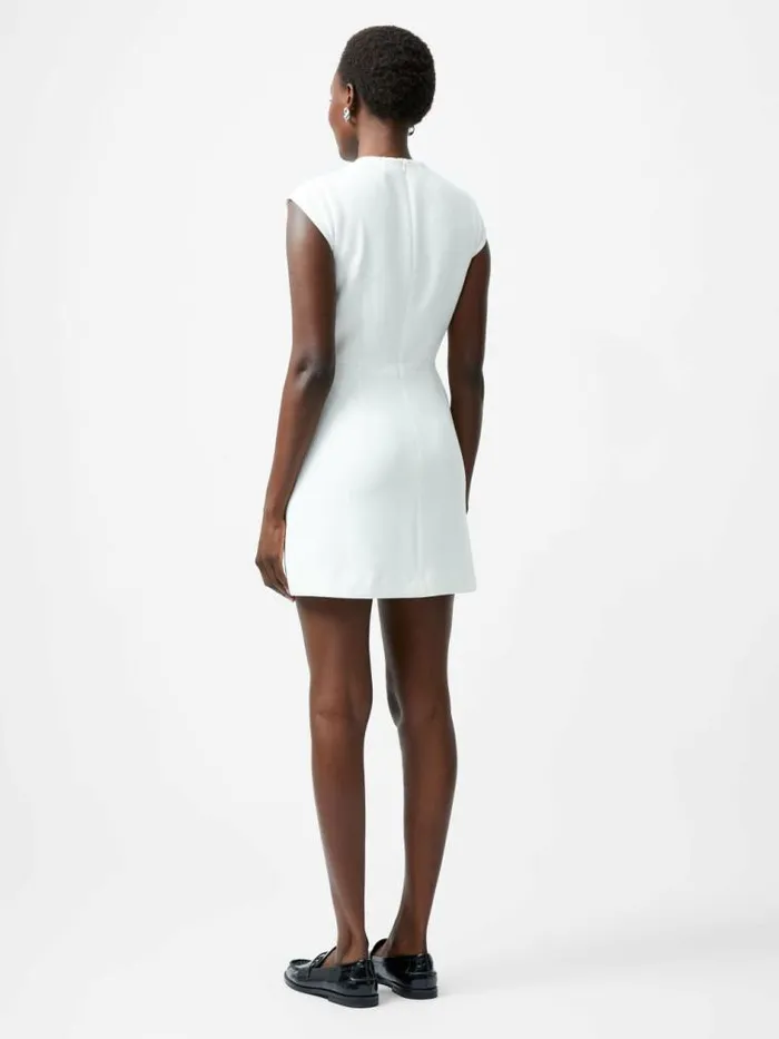 French Connection Whisper Crew Neck Mini Dress Summer White Women Dresses