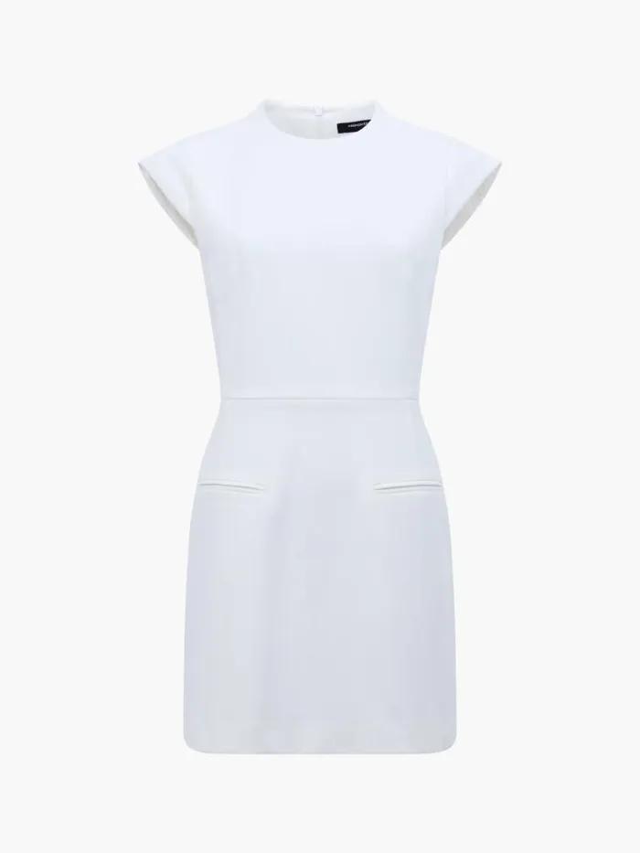 French Connection Whisper Crew Neck Mini Dress Summer White Women Dresses