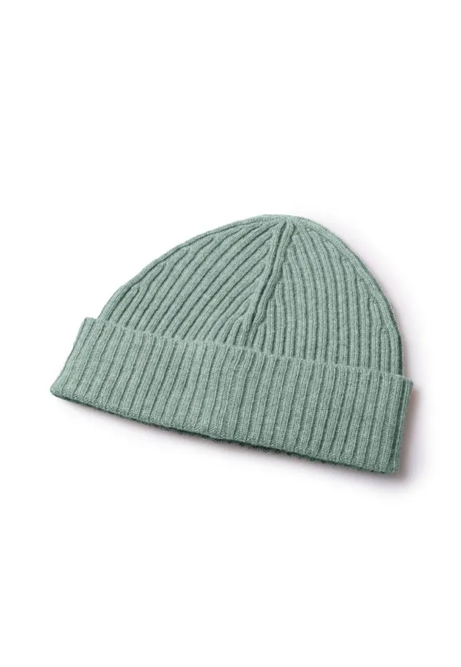 FYNCHHATTON Beanie Made Of Soft Merinocashmere Mix Wavesay Greenoffwhite Men Accessories FYNCHHATTON Beanie Made Of Soft Merinocashmere Mix Wavesay Greenoffwhite Men Accessories