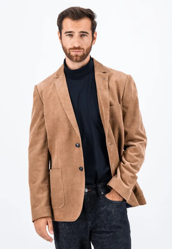 FYNCHHATTON Blazer From Cord With Two Buttons Beige Men Jackets and Coats