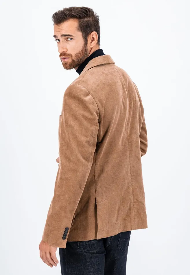 FYNCHHATTON Blazer From Cord With Two Buttons Beige Men Jackets and Coats