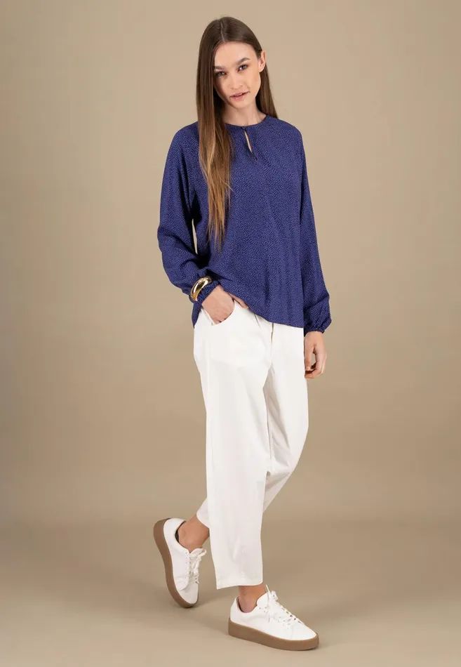 FYNCHHATTON Blouse With Subtle Dot Pattern Crimson Redblue Purpleash Women Blouses