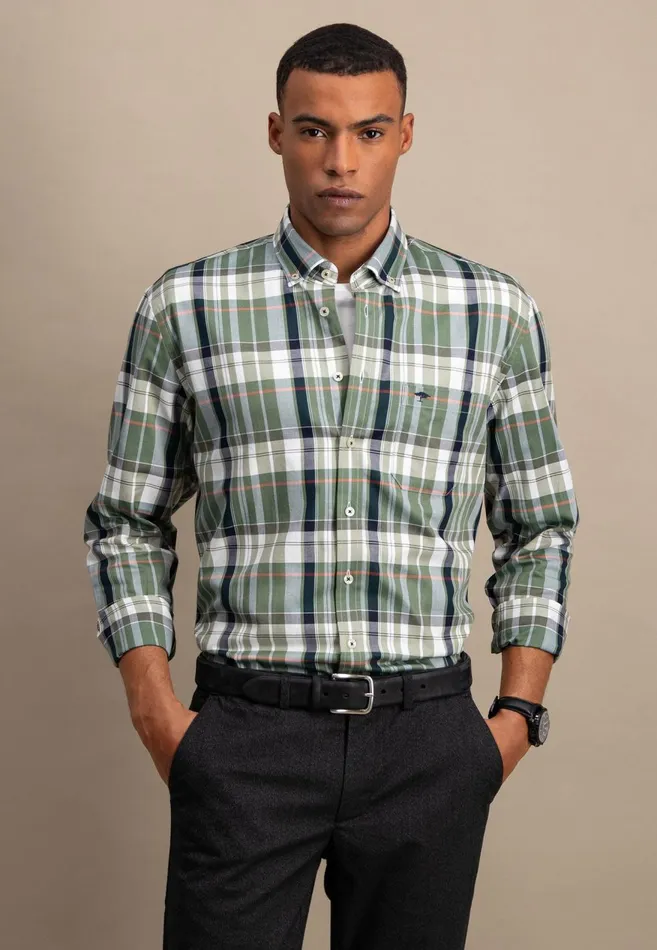 FYNCHHATTON Carroted Shirt With Buttondown Collar Dark Emeraldvibrant Bluerust Men Shirts FYNCHHATTON Carroted Shirt With Buttondown Collar Dark Emeraldvibrant Bluerust Men Shirts