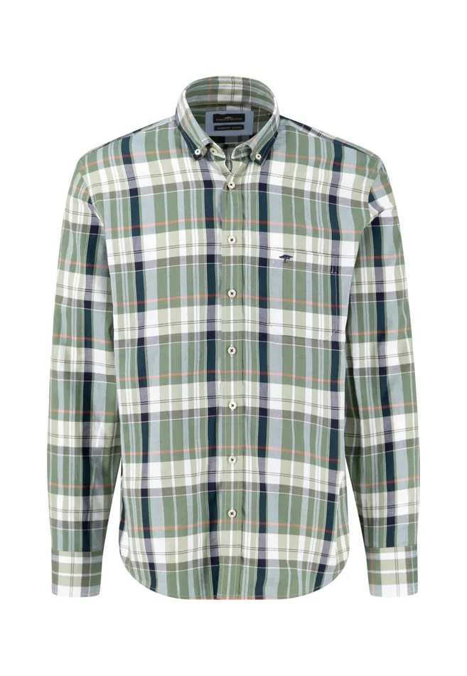 FYNCHHATTON Carroted Shirt With Buttondown Collar Dark Emeraldvibrant Bluerust Men Shirts