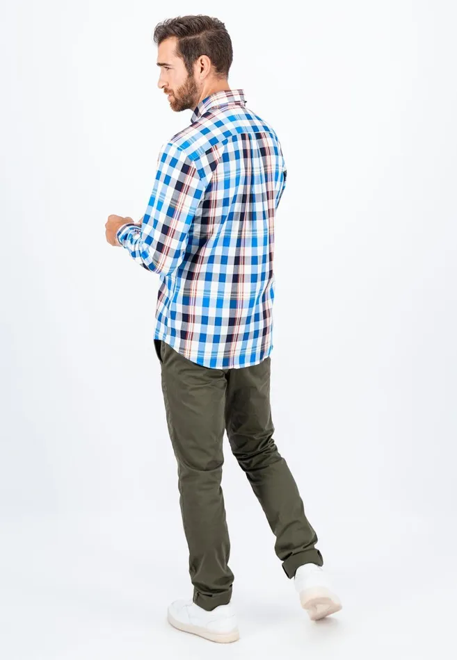 FYNCHHATTON Carroted Shirt With Buttondown Collar Dark Emeraldvibrant Bluerust Men Shirts