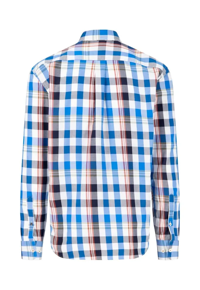 FYNCHHATTON Carroted Shirt With Buttondown Collar Dark Emeraldvibrant Bluerust Men Shirts