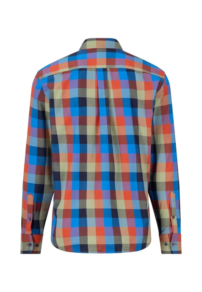 FYNCHHATTON Carroted Shirt With Buttondown Collar Dark Emeraldvibrant Bluerust Men Shirts