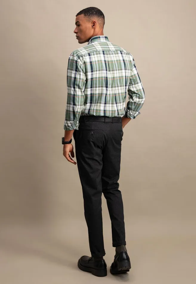FYNCHHATTON Carroted Shirt With Buttondown Collar Dark Emeraldvibrant Bluerust Men Shirts