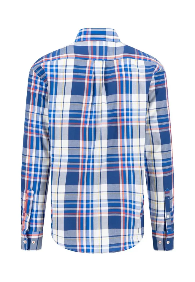 FYNCHHATTON Checked Shirt With Buttondown Collar Poppy Redstrong Blue Men Shirts