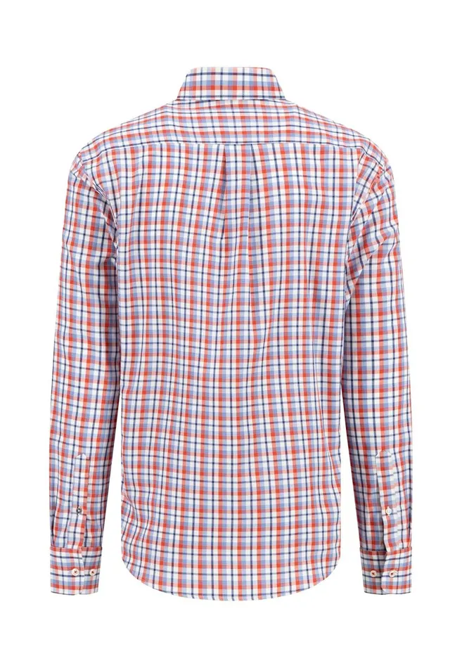 FYNCHHATTON Checked Shirt With Buttondown Collar Poppy Redstrong Blue Men Shirts