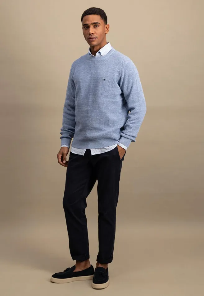 FYNCHHATTON Coarse Knitting Sweater With A Round Neckline Summer Breeze Men Sweater